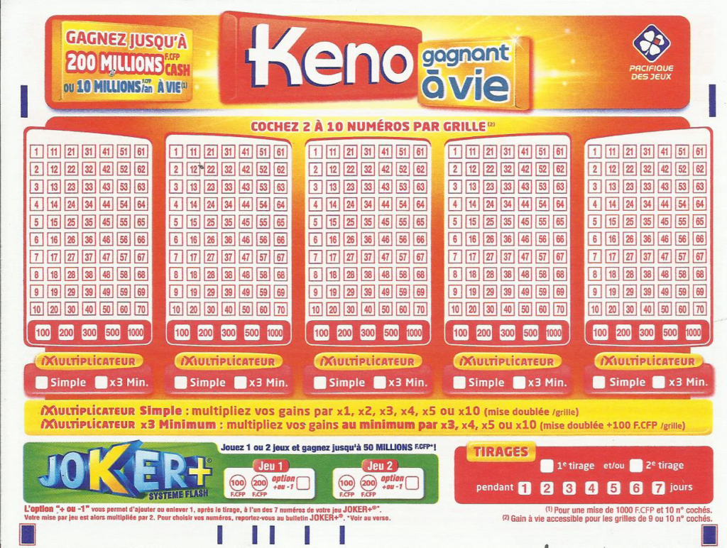 Keno - jeu de loterie à gratter