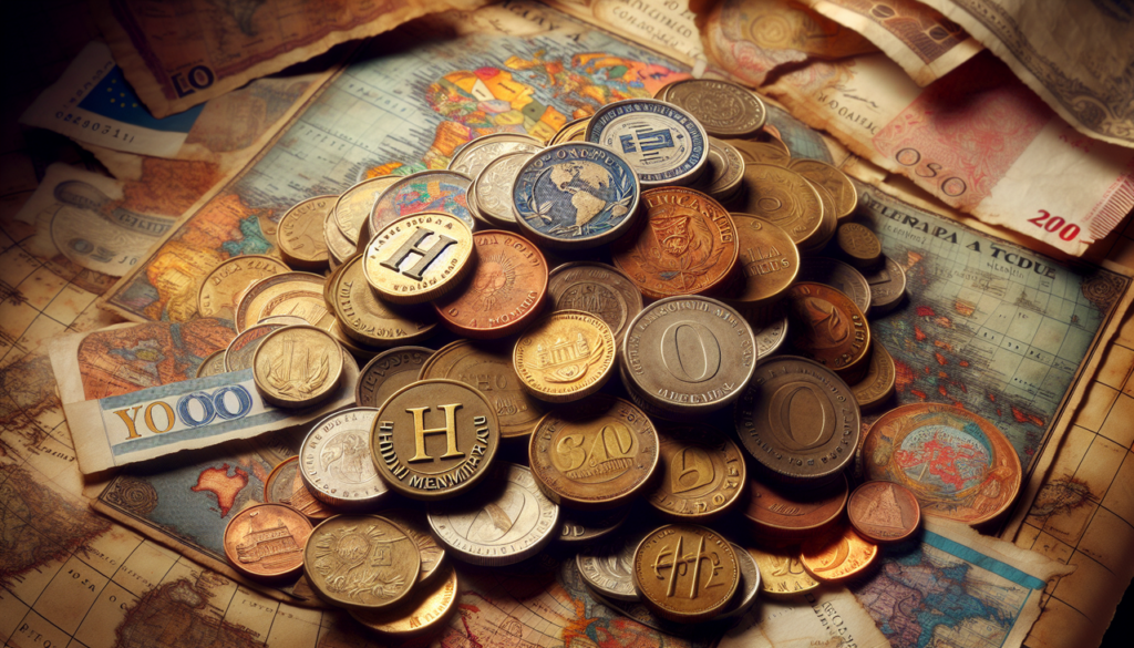 Monnaie en H du monde sur carte ancienne.