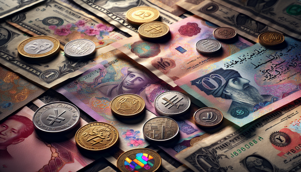 Monnaie en Y diversifiée sur table bois, éclairage doux, mise en valeur textures avec profondeur de champ courte.