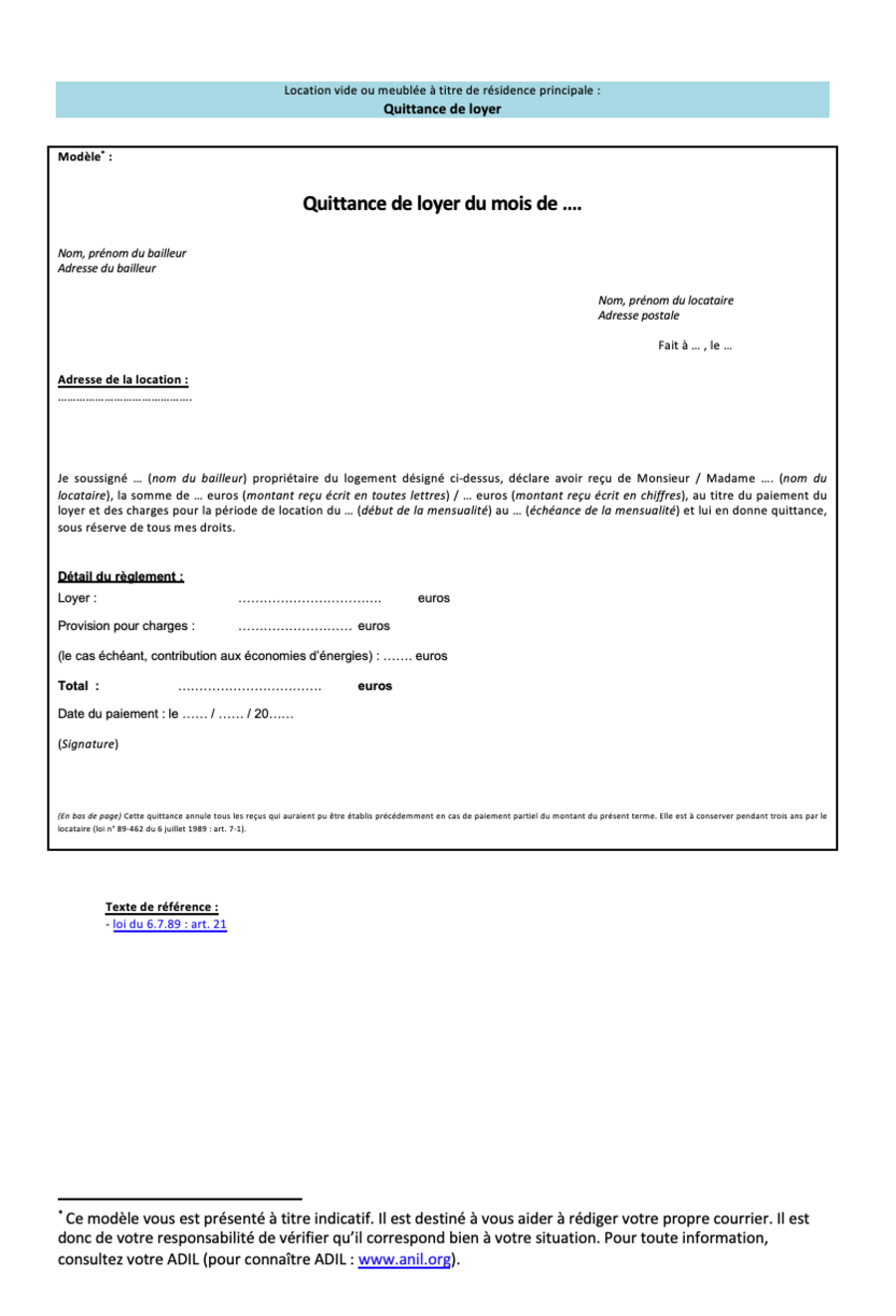 exemple d'analyse de quittance de loyer