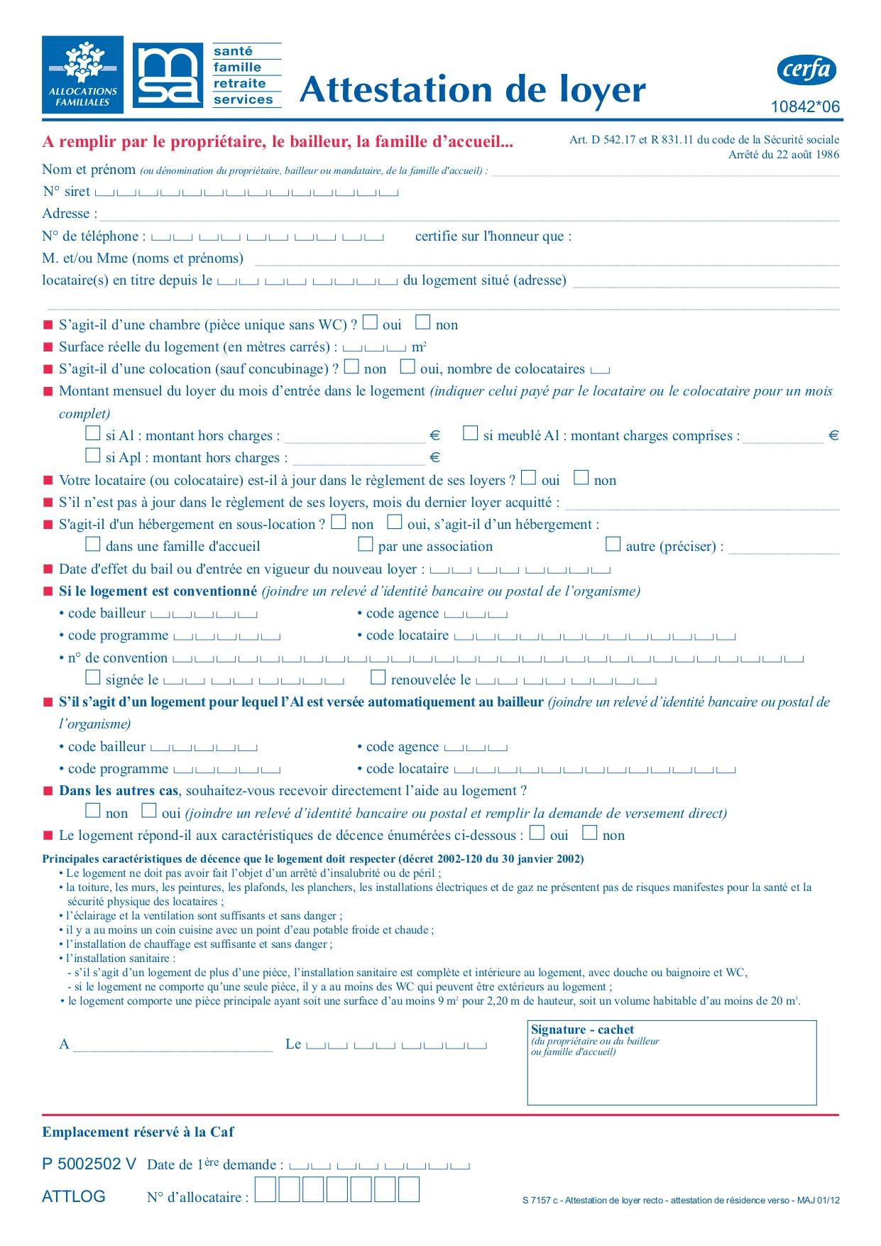 quittance de loyer exemple