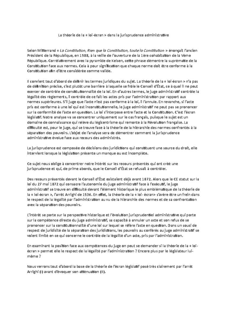 Illustration de la jurisprudence sur la théorie de la loi écran en droit administratif français