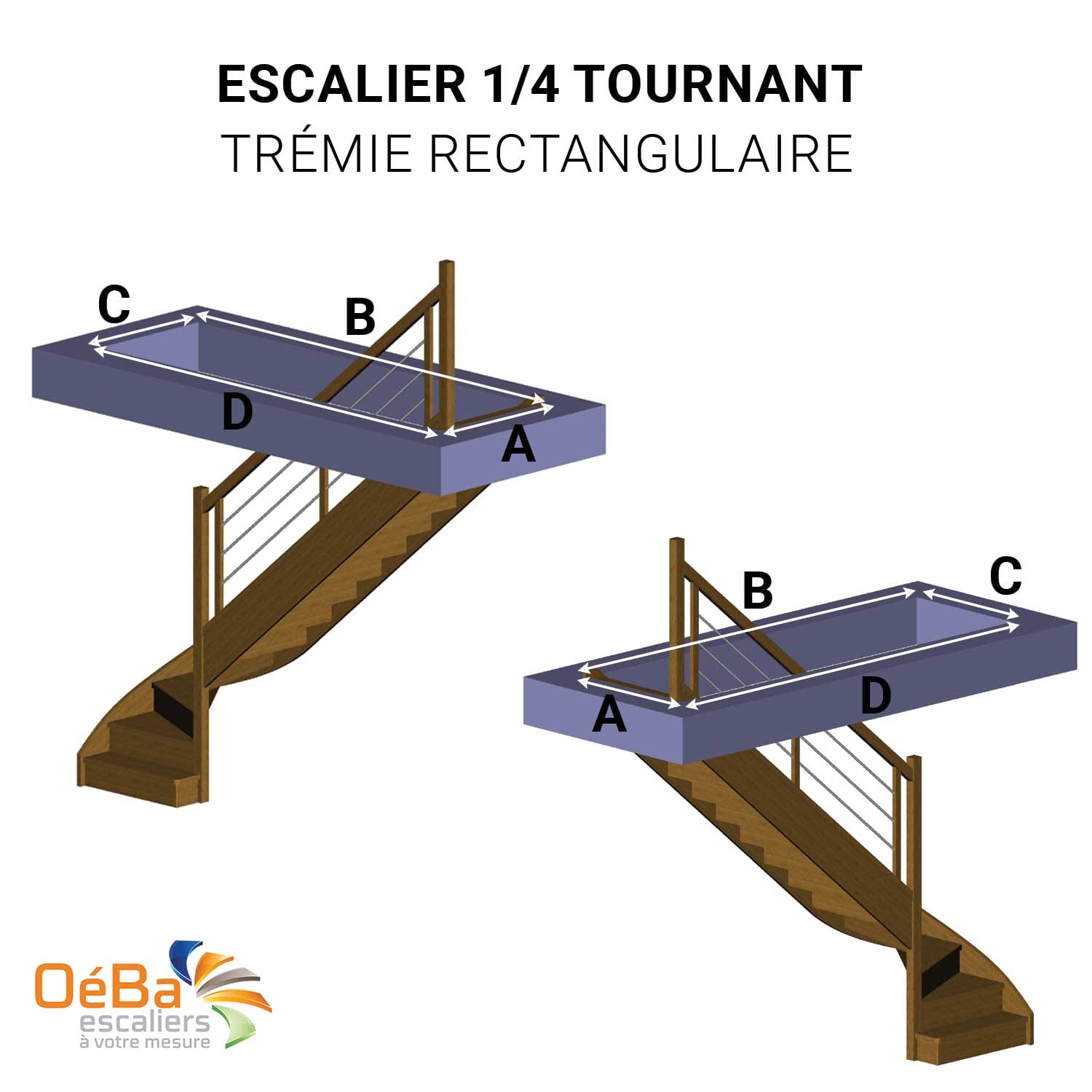 Mesure trémie escalier quart tournant