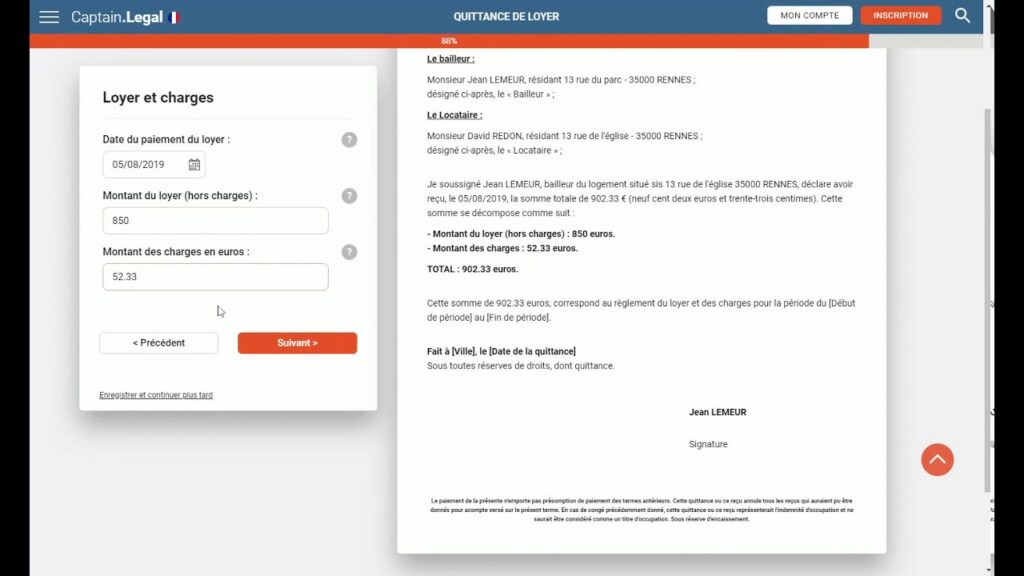 Modèle de quittance de loyer Word prêt à imprimer et remplir