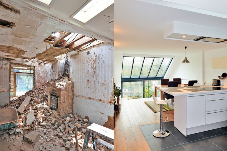 Maison en cours de rénovation, avec artisans au travail pour optimiser le budget au m2