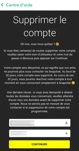 Supprimer Compte Snapchat Android Ios